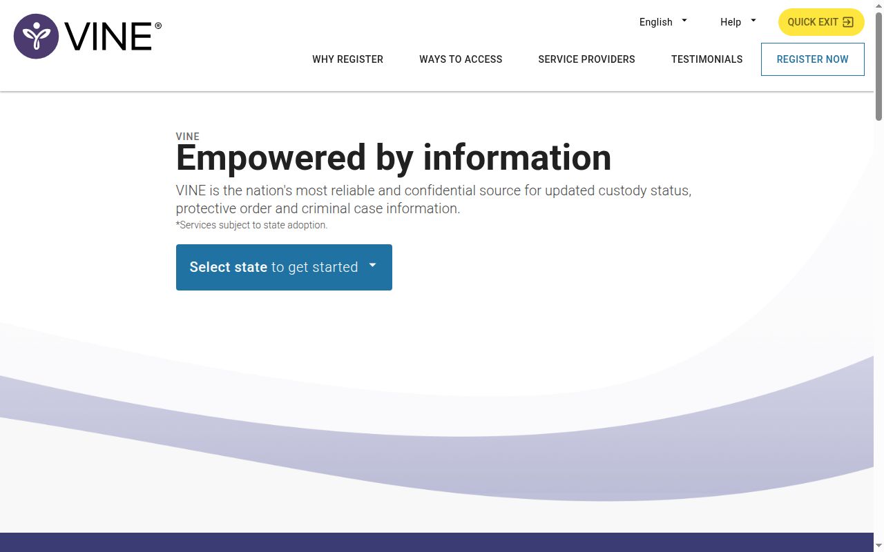 Pitt County VINELink release notification registration screen