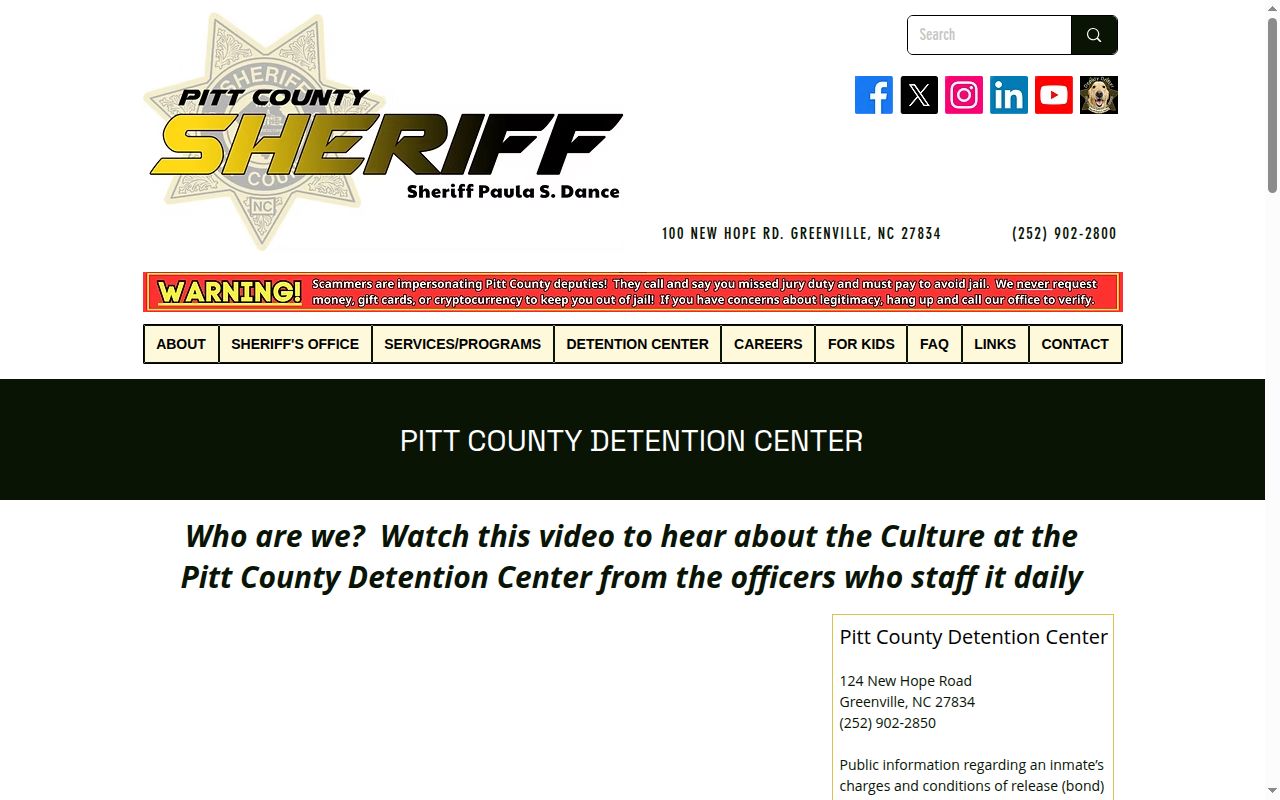 Pitt County Detention Center release record contacts and hours